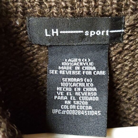 LH Sport Woman's Brown Cable Knit Sweater, Size Large - Picture 2 of 4